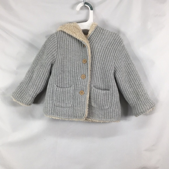 GAP Other - GAP Sherpa Gray Knit Sweater Animal Ears Hoodie Size 12-18M Great Condition